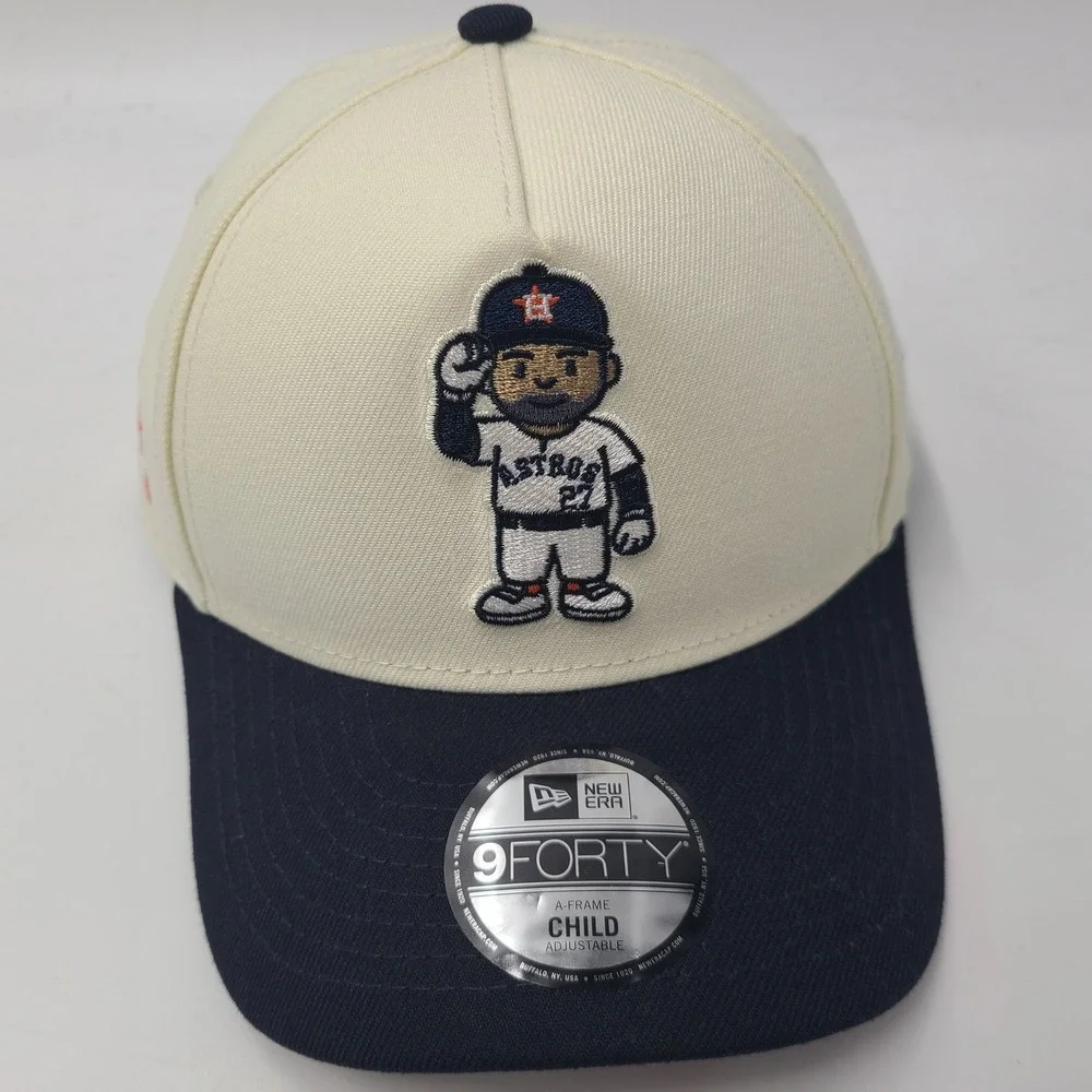 Child Houston Astros Hat Snapback New Era 9Forty Cream Blue MLB Jose Altuve Boys